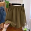 Quần short cotton cạp cao mùa hè phong cách mới quần ống rộng thông thường năm phần tư quần