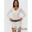 Đầm Mini Boho Sheer Cho Nữ Móc Ren Dài Tay Sâu Cổ Chữ V Bất Đối Xứng Viền Xuyên Qua Váy