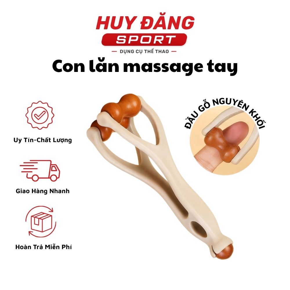 HuyDangSport Dụng cụ massage ngón tay thiết kế con lăn bằng gỗ nguyên khối giúp kích thích huyệt đạo giảm đau mỏi DC001
