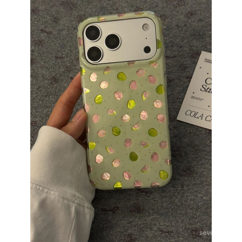 Ốp Điện Thoại Thích Hợp Cho iPhone XS XR 11 12mini 13 14 15 16 17 Pro max Plus Air Polka Dot Light Green Pink Guava Vỏ Bảo Vệ Chống Sốc Bao Gồm Tất Cả 1EKG
