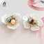 2 Chiếc Hoa Ngọc Trai Kim Cương Giả Nút Hàng Thủ Công Quần Áo Hợp Kim Kim Loại Nút May Cho Phụ Kiện Tóc Trâm Cài DIY Trang Trí Mới