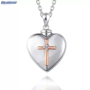 Bluelover Mặt dây chuyền hỏa táng trái tim Thánh giá Lưu niệm Urn Nelace làm quà tặng trang sức Mới
