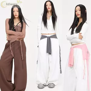 Khăn Hip-hop EDIWANY, Khăn quàng cổ khiêu vũ Jazz dạo phố không đều, Thắt lưng Harajuku Y2K eo cao