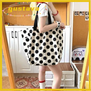 Túi tote đeo vai GUSTAVA, Túi tote vải canvas thiết kế đảo ngược bằng vải dày, dây đeo vai rộng chấm bi dung tích lớn Tote có thể đảo ngược nhẹ đi chơi thông thường