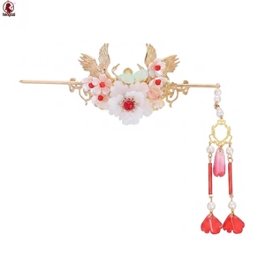 Bộ Phụ Kiện Tóc Hanfu Truyền Thống Trung Quốc Giả Ngọc Trai Hợp Kim Vintage Hoa Vương Miện Tua Rua Kẹp Tóc-Cran Tóc Cho Nữ Cosplay Lễ Hội Sân Khấu Biểu Diễn
