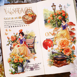 JIANWU Vintage Truyện Cổ Tích Công Chúa Nhân Vật Yêu Tinh Phong Cảnh Chất Liệu Cắt Dán Thêu Sò Nhãn Dán Sáng Tạo DIY Tạp Chí Văn Phòng Phẩm