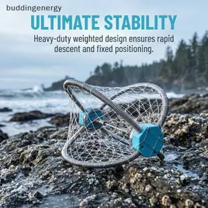 {BUDDI} Bẫy lồng cua 50 60CM Dây chống cắn có thể gập lại Lưới câu cá co rút bền để bắt hồ sông dưới nước {buddingenergy}