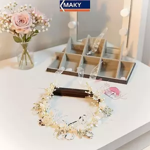 MAKY Cô Gái Thanh Lịch Bắt Đầu Ngọc Trai Mũ Đội Đầu Bé Gái Hoa Vòng Hoa Cô Dâu Vòng Hoa Đầu Vòng Hoa Tóc Đám Cưới VN