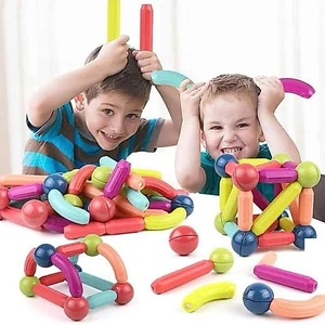 Bộ Đồ Chơi Nam Châm Xếp Hình 3D Cho Bé – Thanh Ghép Từ Tính Sáng Tạo Thông Minh