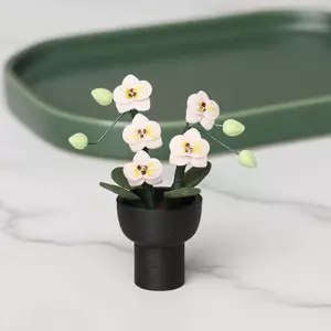 MJnmc Sống Động Như Thật Thu Nhỏ Giả Phalaenopsis Hoa Lan Chậu Cây Bền Nhà Búp Bê Trang Trí Cho Trẻ Em DIY Nhà Búp Bê Cảnh Trang Trí Quà Tặng Mới
