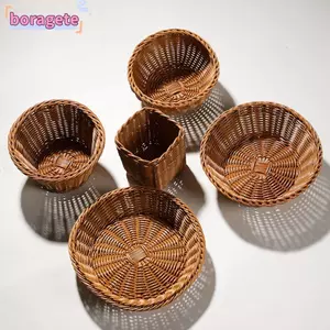 Giỏ đựng rau quả bánh mì BORAGETE, Giỏ đựng rau củ quả dệt bằng tay gia dụng, 10 kiểu dáng có độ cứng Giỏ mây Nhà hàng phục vụ màn hình để bàn
