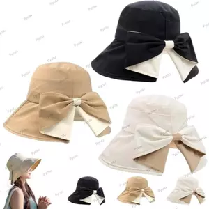 Mũ xô PYCOU, Nơ 360° Bảo vệ Mũ ngư dân, Mũ bảo vệ chống nắng có vành rộng thời trang có thể điều chỉnh UV chặn cho nữ