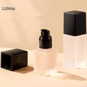 LUImo 15 / 30ml Chai Bơm Rỗng Thủy Tinh Chất Lỏng Nền Hộp Đựng Trang Điểm Trong Suốt Vuông Có Thể Đổ Lại Chai Bơm Di Động SBS