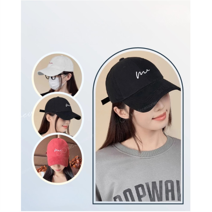 Mũ lưỡi trai vành cong Hàn cotton thêu hoa lưới thoáng khí màu trơn Nón lưỡi trai thời trang nam nữ