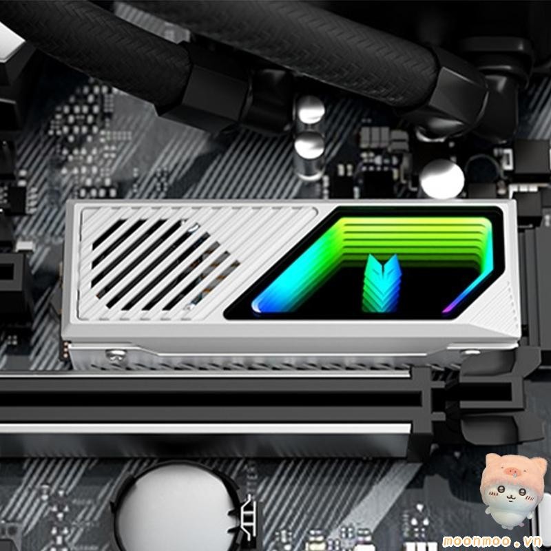Bộ tản nhiệt đĩa rắn Moon 2280 với quạt ARGB Vây làm mát bằng nhôm với tấm lót nhiệt Tăng cường tản nhiệt trong CPU