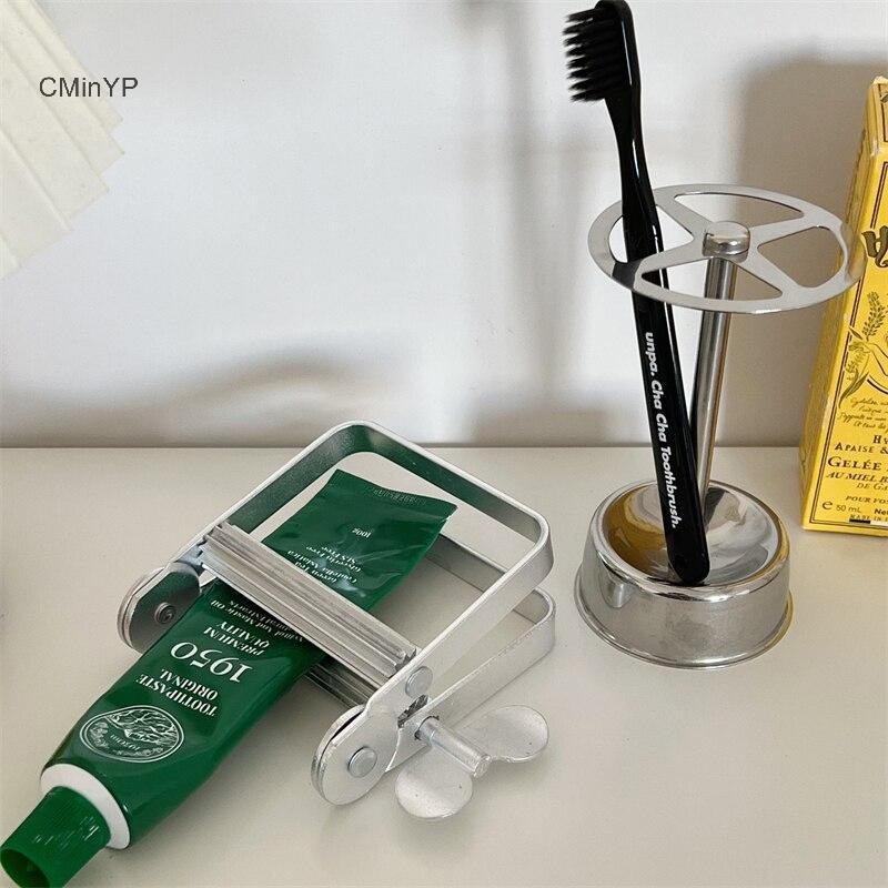 CMinYP Thép không gỉ Mờ Kem Đánh Răng Tay Nước Sốt Máy đùn Hộ Gia Đình Đồ Dùng Phòng Tắm Giá Để Bàn Chải Đánh Răng Dán Hộp Đựng Vinh Quang