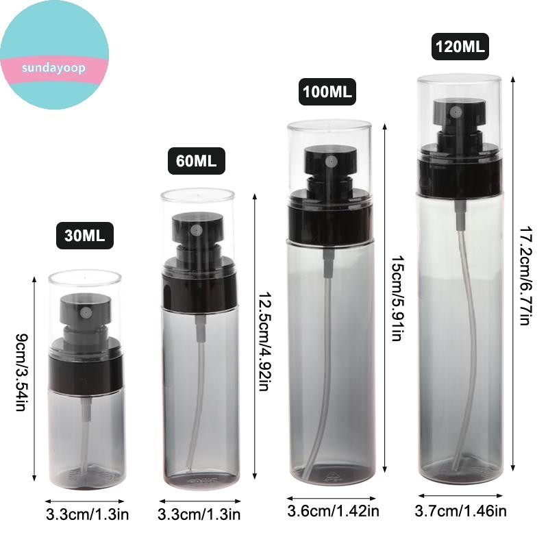 SUND 30 / 60 / 100 / 120ML Bình Đựng Du Lịch Trống Trong Suốt / Đen Trang Điểm Cồn Siêu Mịn Sương Mặt Hydrat Hóa Di Động VN