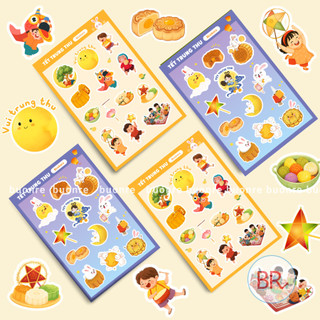Bộ Sticker Tết Trung Thu Dễ Thương Cho Bé-Tem Decal Chống Nước Dán Điện Thoại,LapTop Mừng Trung Thu Đoàn Viên ANGIHOME