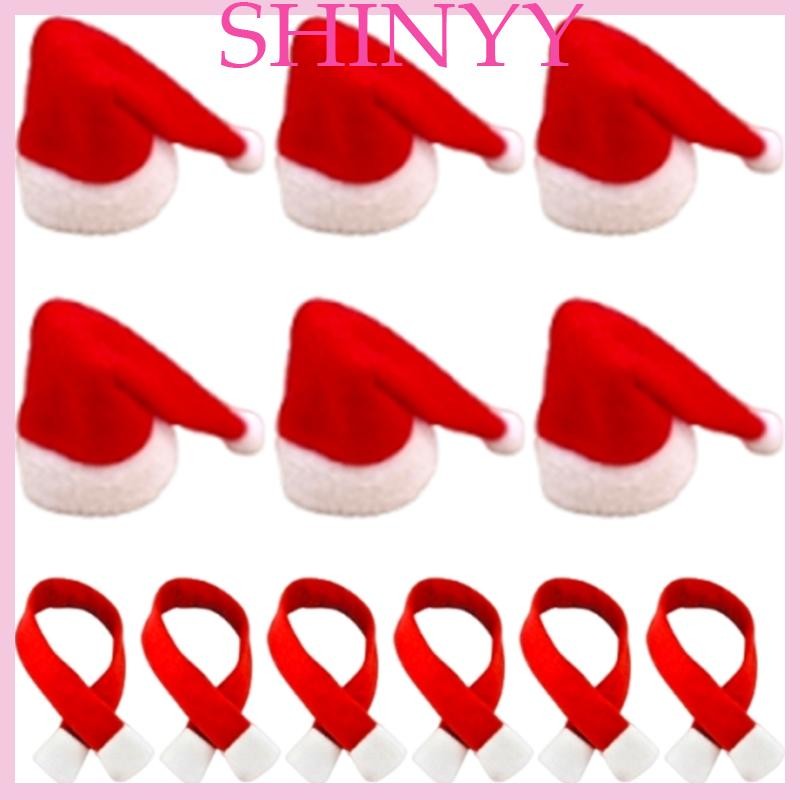 Pack Of 12 Christmas Bottle Scarf Hat Decorations Nonwoven Fabric Party Tabletop