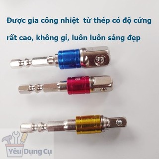 Bộ Đầu Chuyển Bulong 1/4, 3/8, 1/2 Chân Lục Giác Sang Đầu Vuông, Dài 7cm, Dùng Cho Khoan Và Máy Bắn Vít