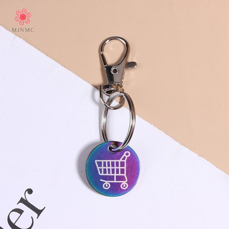 MJnmc Xe Đẩy Mua Sắm Token Vòng Chìa Khóa Với Móc Carabiner Kim Loại Siêu Thị Xe Đẩy Tẩy Đồng Xu Nhãn Móc Khóa Cho Unisex Mới