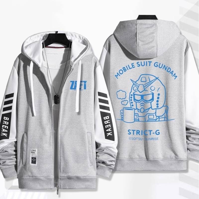 Áo khoác hoodie unisex GC12 với túi cốc giữ nhiệt thiết kế Gundam anime, phù hợp cho fan