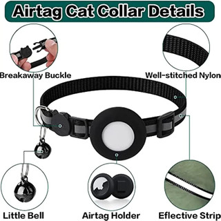 Airtag Ốp Lưng Cổ Cho Mèo Vỏ Bảo Vệ Cho Chống Mất Định Vị Giá Đỡ Chó Theo Dõi Phụ Kiện Phản Quang Cổ Thú Cưng Có Chuông