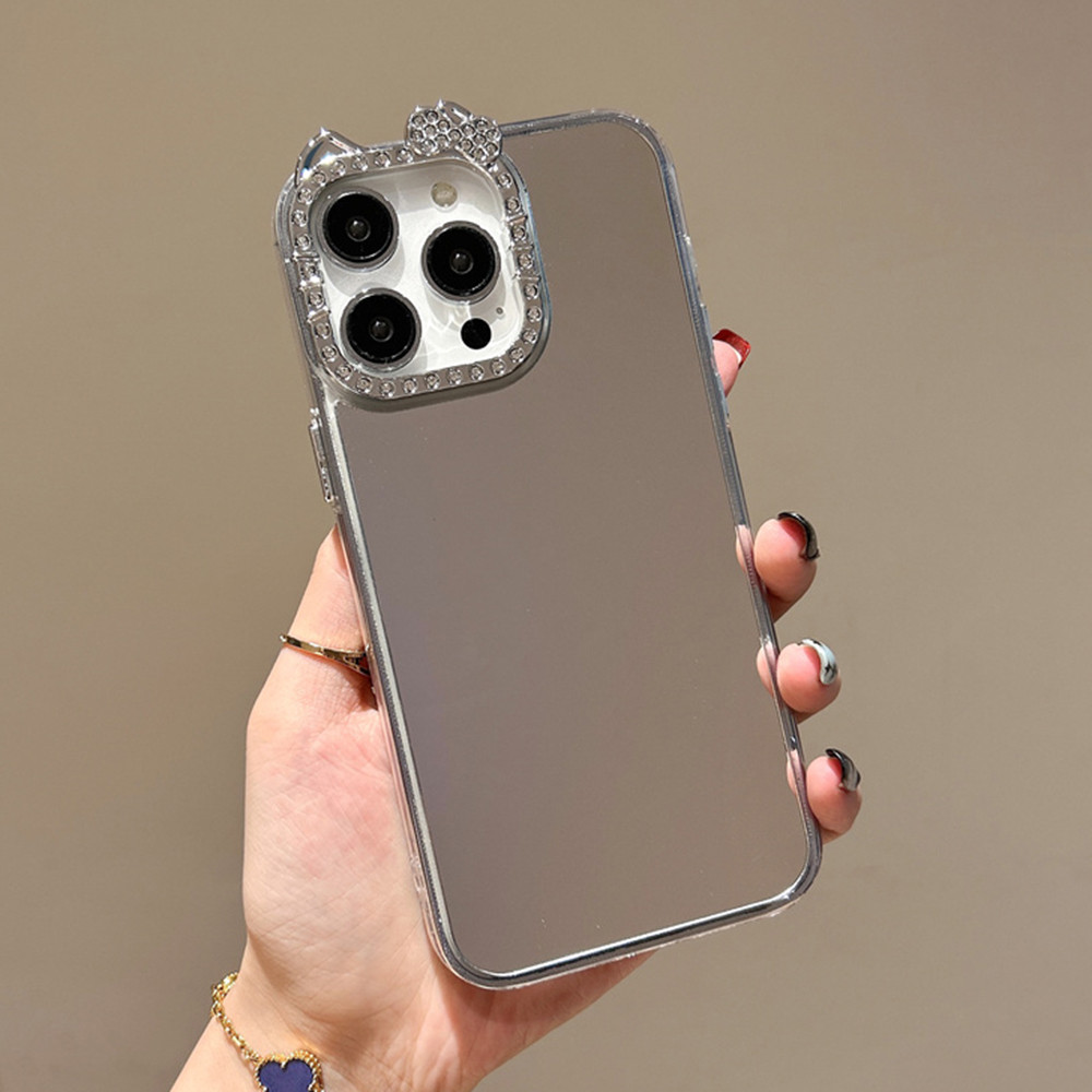 Ốp Điện Thoại Tai Cat Gương Cho iPhone 17ProMax 16Plus 15 14 13 12 Vỏ Bảo Vệ Chống Sốc
