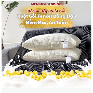 Gối Ruột Tencel bông đậu nành vải lụa MemMinBedding Luxury mát lạnh kháng khuẩn, chống mỏi cổ vai gáy (1 Đôi) - RG27