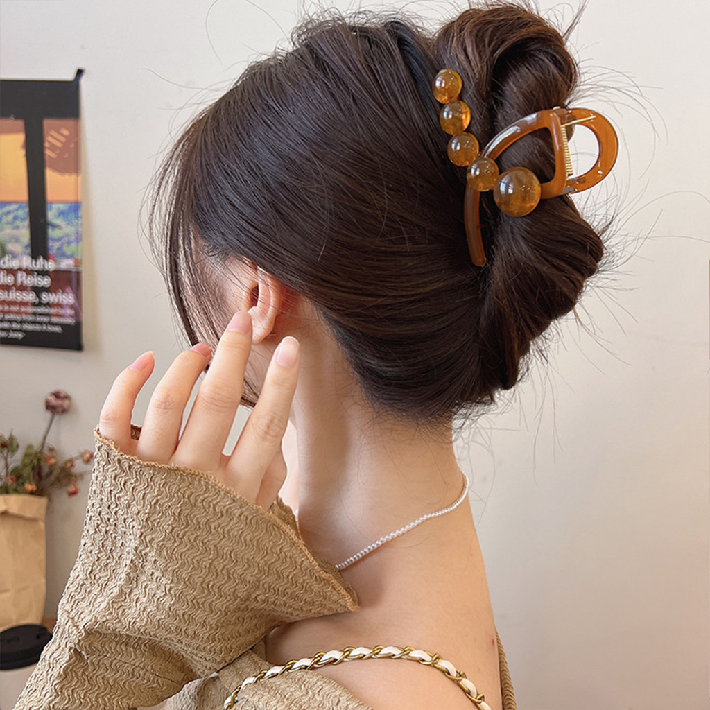 Kẹp Móng Vuốt Tóc Nữ Có Hạt Tròn, Chống Trơn Trượt Phù Hợp Tóc Dày Và Mỏng