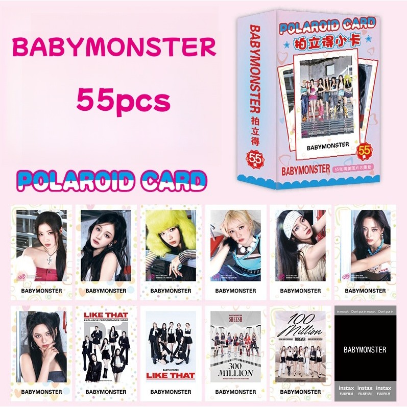 55 Chiếc BM CHOOM Lomo Cards FOREVER Like That BABYMONS7ER SHEESH Bị kẹt ở giữa BATTER UP Photocards AHYEON SOLO Asa Chiquita Haram Rora Ruka Bưu Thiếp Nhanh YM