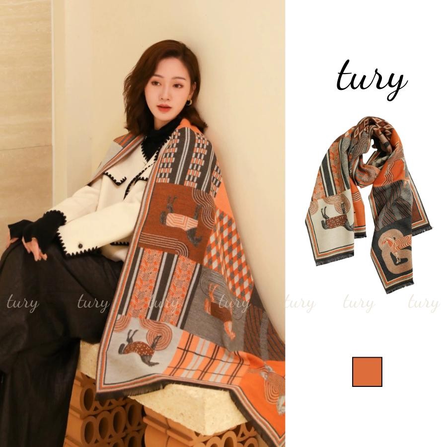 Khăn Quàng Cổ Len Unisex Nam Nữ - Tury - Khăn Len Choàng Cổ Phối Ngựa - LN064
