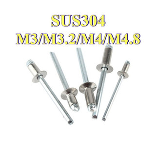 [Giao hàng nhanh chóng] Đinh rút inox 304， Đinh tán lõi mũ lớn Đinh tán Mũ đầu lớn inox Kéo đinh tán Đầu tròn Willow Studs Loại mở Đầu tròn kéo đinh tán M3 / M3.2 / M4 / M4.8 [LXY-CB-1]