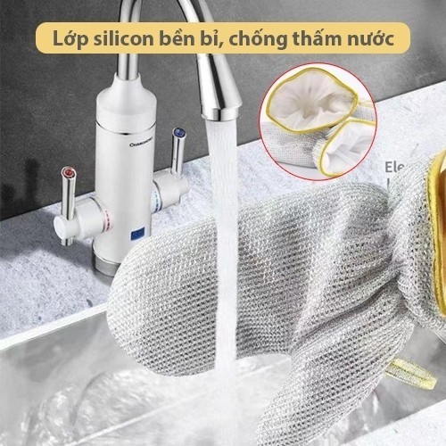 MB6 Set 1 Đôi Găng Tay Dây Thép Rửa Ghén Ghống Nước Bền Bỉ Gách Nhiệt Dày Dặn Nhà Bếp MALAN