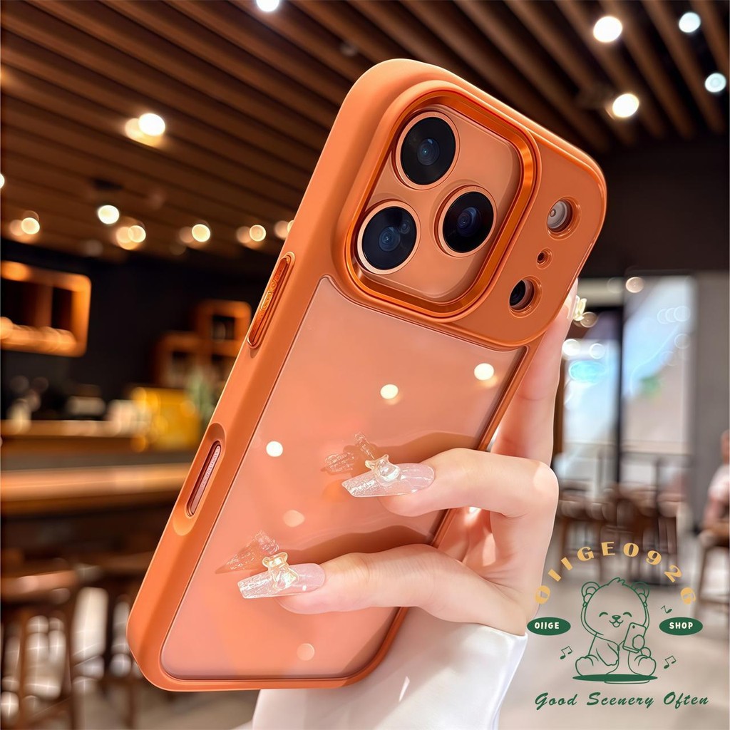 【 Ốp lưng iPhone17 】 Màu cam chống rơi cảm giác da Vỏ điện thoại iphone17 Pro Max 16 15 14 13 12 cho vỏ iPhone Vỏ mềm silicon TPU chống sốc