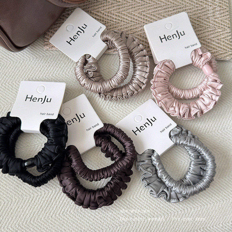 Bộ dây buộc tóc Satin mới Bộ nhẫn tóc nữ đơn giản