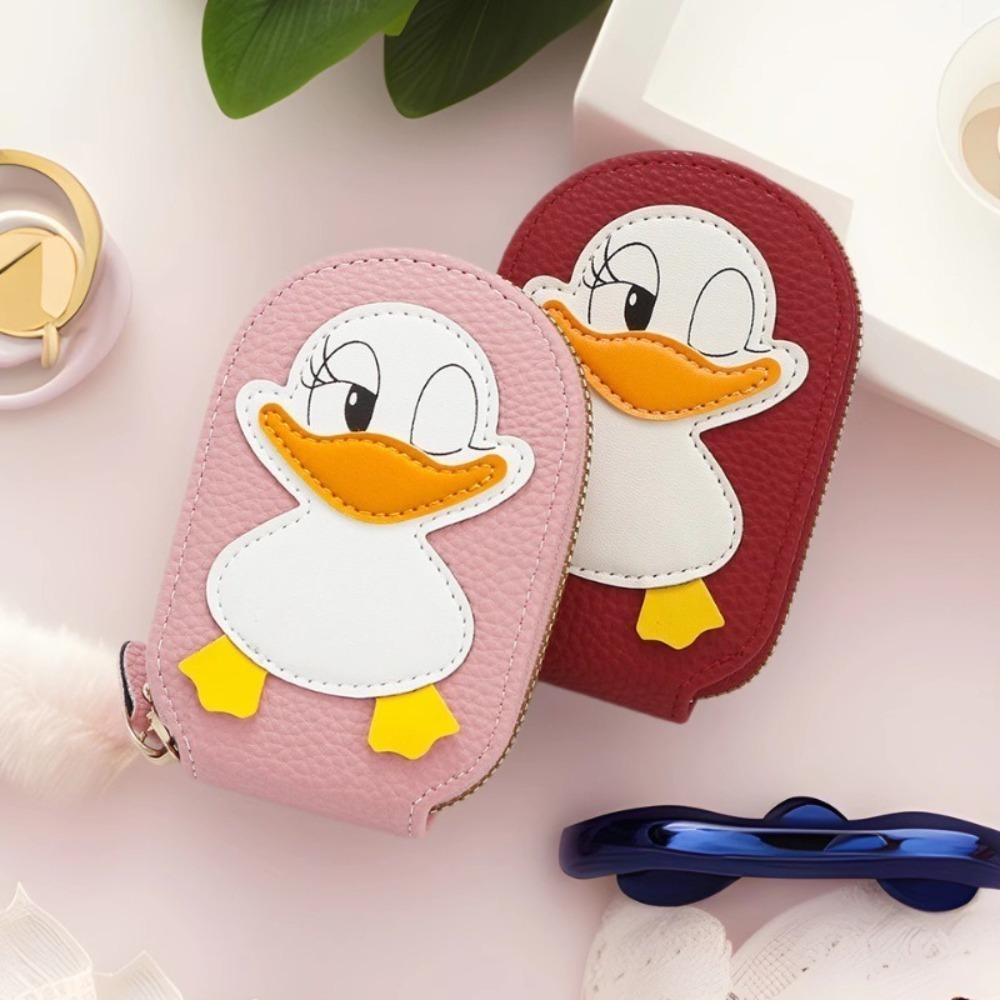 Túi đựng thẻ JIGK, Hộp đựng thẻ tín dụng có khe cắm thẻ tín dụng hình con vịt dễ thương, Ví PU nhỏ tinh tế thời trang dành cho nữ