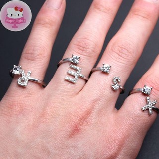 Nhẫn Điều Chỉnh 26 Chữ Cái với Kim Cương Giả - Quà Tặng Quyến Rũ dành cho Nữ