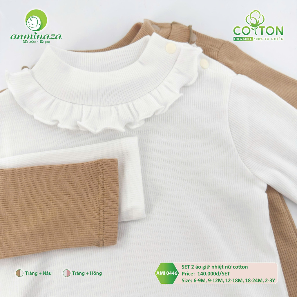 Set 2 Áo Giữ Nhiệt Bé Gái Vải Cotton Ấm Áp Giữ Nhiệt Tốt - Hàng Chính Hãng MIN0446