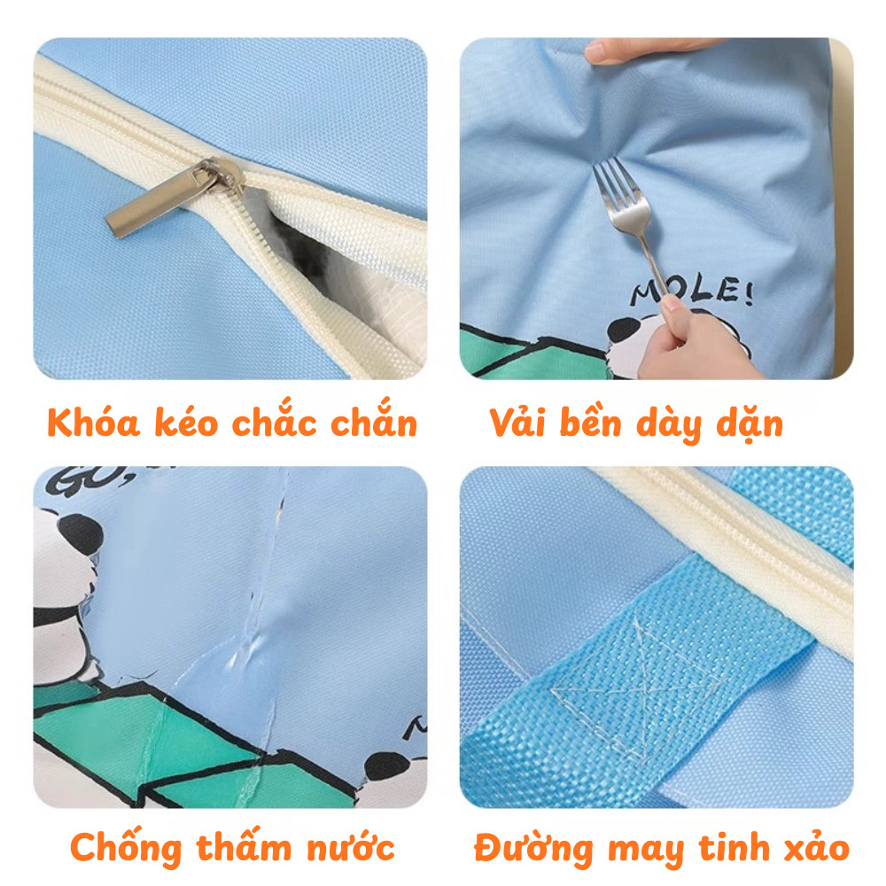 Túi Đựng Chăn Màn Quần Áo Cỡ Lớn Hoạt Hình Dễ Thương DINO, Túi Vải Bố Đựng Đồ Có Quai Xách​​​​​​​