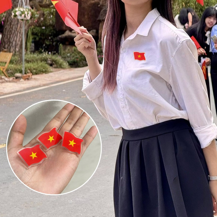 Pin cài áo cờ Việt Nam, ghim cài áo, kẹp tóc cờ đỏ sao vàng, quà lưu niệm,phụ kiện yêu nước -Quà Tặng Sango