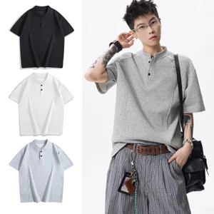 Áo thun nam cổ áo Henley phong cách Nhật Bản, chắc chắn và tinh tế