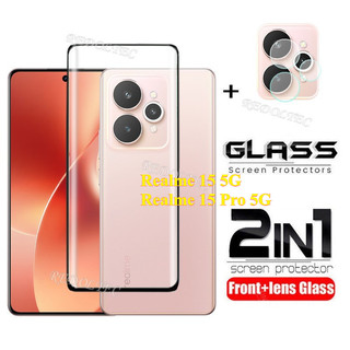Realme 15 15Pro 2in1 Bảo vệ màn hình + Bảo vệ ống kính Full Cover Realme 15 Pro Kính cường lực bảo vệ phim có Camera bảo vệ Flim