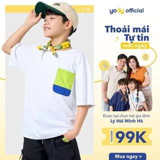 Áo thun bé trai YODY vải cotton thấm hút mồ hôi nhanh, mát mẻ, thông thoáng cho bé 8-13 tuổi BTTS25S066