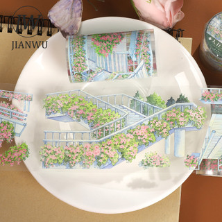 JIANWU 70mm * 500cm Vintage Cây Hoa Người Đi Bộ Cầu Chất Liệu Cắt Băng PET Phong Cảnh Sáng Tạo DIY Tạp Chí Văn Phòng Phẩm