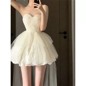 Phong Cách Công Chúa Đầm Nữ Mùa Hè 2026 Phong Cách Mới Eo Eo Ôm Hơn Nhìn Dây Gạc Khâu Ống Top Pettiskirt