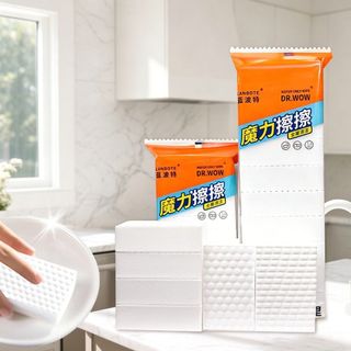 METUBE 10 Chiếc Bọt Nano Tuyệt Vời, Bọt Biển Vệ Sinh Nano Trắng Hai Mặt, Loại Bỏ Dầu Nén Làm Sạch Tẩy Khối Vệ Sinh Nhà Cửa