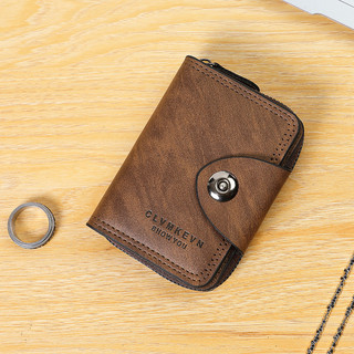 Nam Vintage Ngắn Bifold Ví Thẻ Tín Dụng ID Lưu Trữ Dung Tích Lớn Dây Kéo Đồng Xu Ví Tiền Mặt