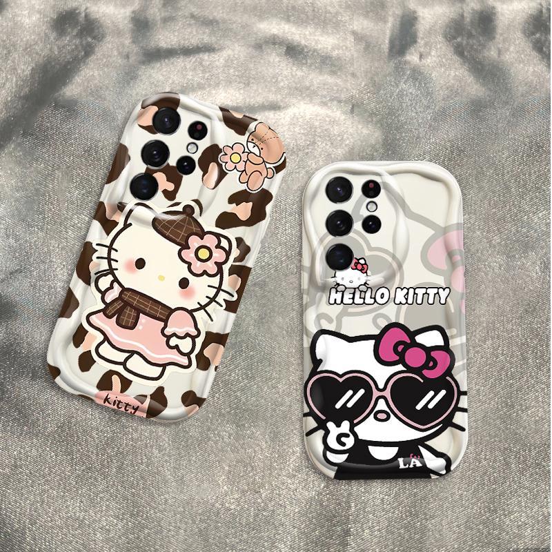 Ốp Silicon Hoạt Hình Cho Samsung S20 S21 S22 S23 S24 S25 S26 + FE Plus Bảo Vệ Siêu 3D Vỏ Điện Thoại Mềm TPU Da Báo Kitty Ốp Lưng Chống Sốc