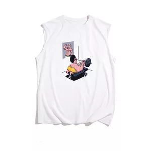 Giải Trí Ngôi Sao Ngôi Sao Vui Vẻ Xu Hướng Phù Hợp Với Áo Vest Nam Trắng Cặp Đôi Thể Dục Rời Mùa Hè Hoạt Hình Thể Thao Không Tay
